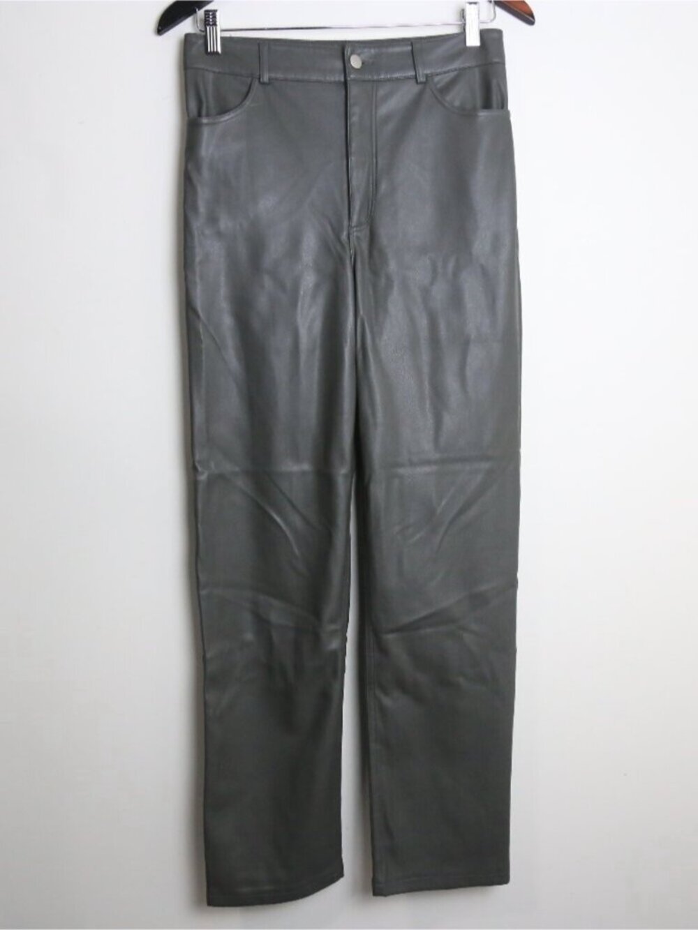 NWT Dynamite Gisele Green Straight Leg Vegan Faux Leather Pants Size 6